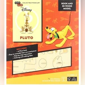 Incredi-Builds Disney Pluto Book and 3D Wood Model Kit - NEW